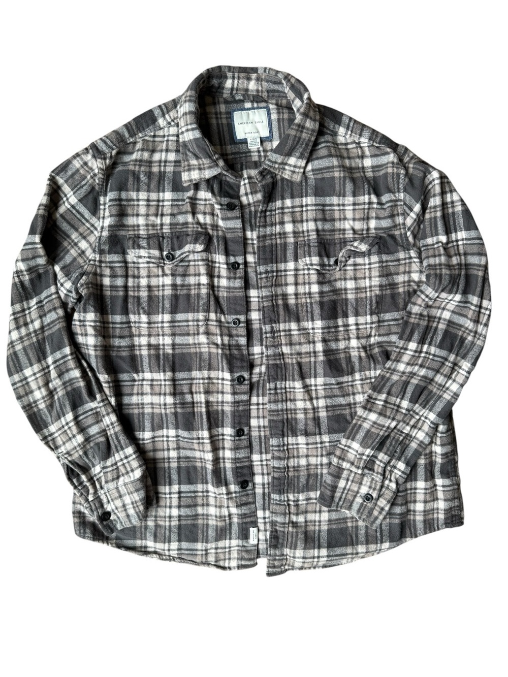 American Eagle Flannel Shirt Mens Large Plaid Button Up Casual Long Sleeve Fall